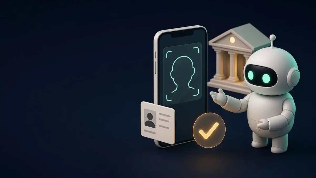 Ilustración 3D: Qué puede hacer un agente de IA en el onboarding digital de un banco